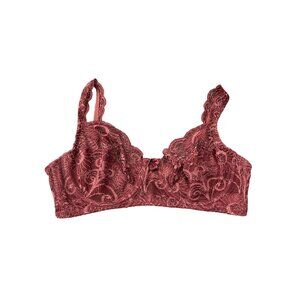 Cabernet Burgundy Lace Supportive Underwire Bra Sz 36D Coquette Classic Academia